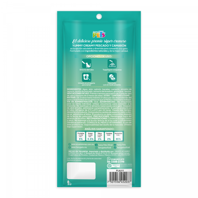 Yummy Creamy P/Gato Sabor Pescado y Camaron 4-Tubos