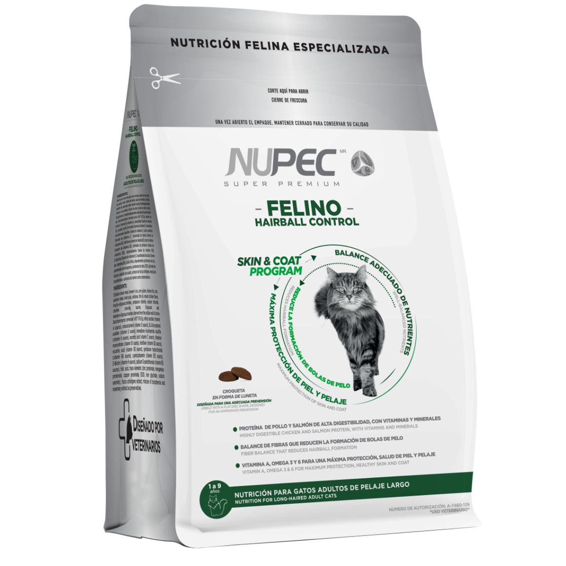 NUPEC Felino Hairball Alimento para Gatos de Pelaje Largo