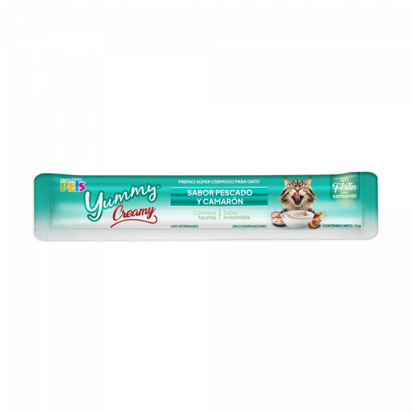 Yummy Creamy P/Gato Sabor Pescado y Camaron 4-Tubos
